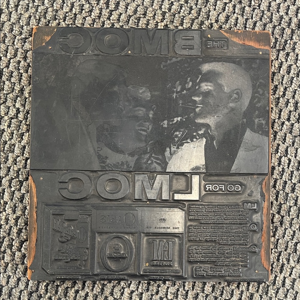 Black Vintage Printing Plate Art Panel - Home Wall Accent